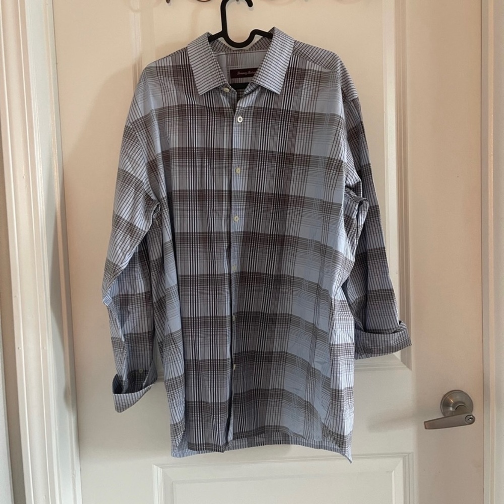 Tommy Bahama Men’s Long Sleeve Plaid Print Cotton/Silk Shirt Size Large